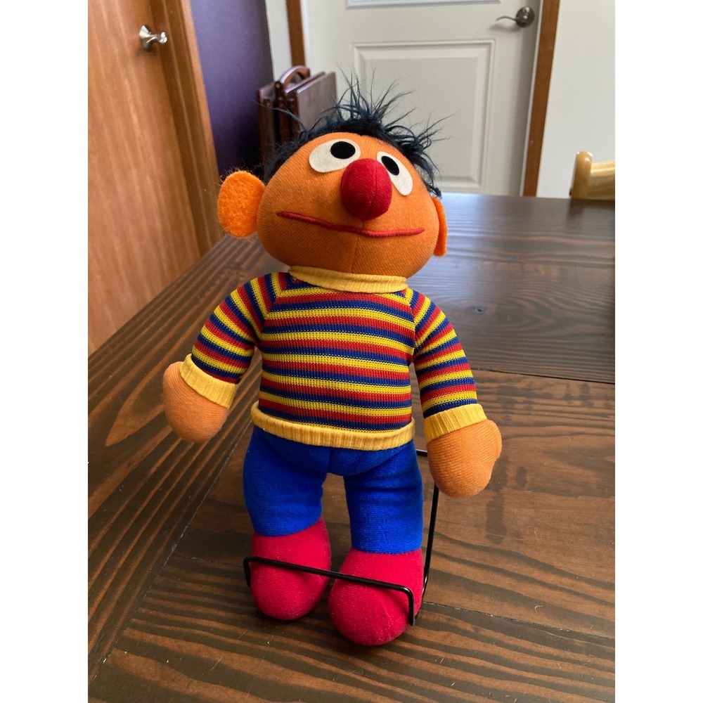 Vintage Knickerbocker Sesame Street Ernie Plush Doll Figure Orange 11 inches‎